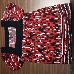 Studio 1940 Red/Black/White Pattered Blouse Size 18/20W